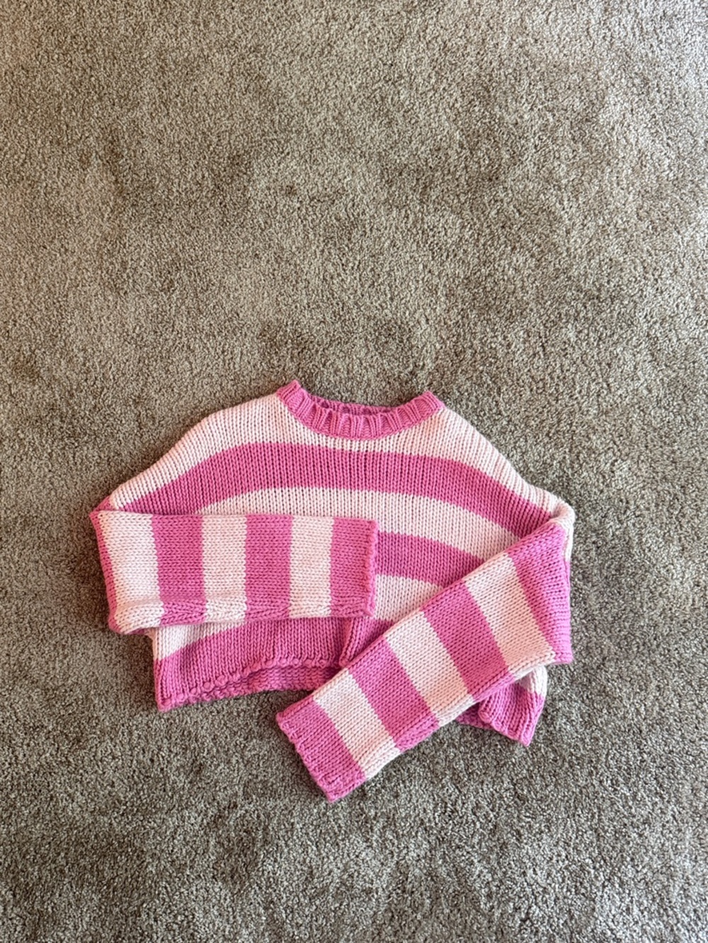 Cropped Pink Striped Sweater